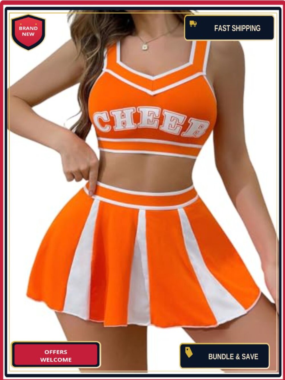 2 Piece Cheerleader Costume Lingerie Skirt Roleplay Set